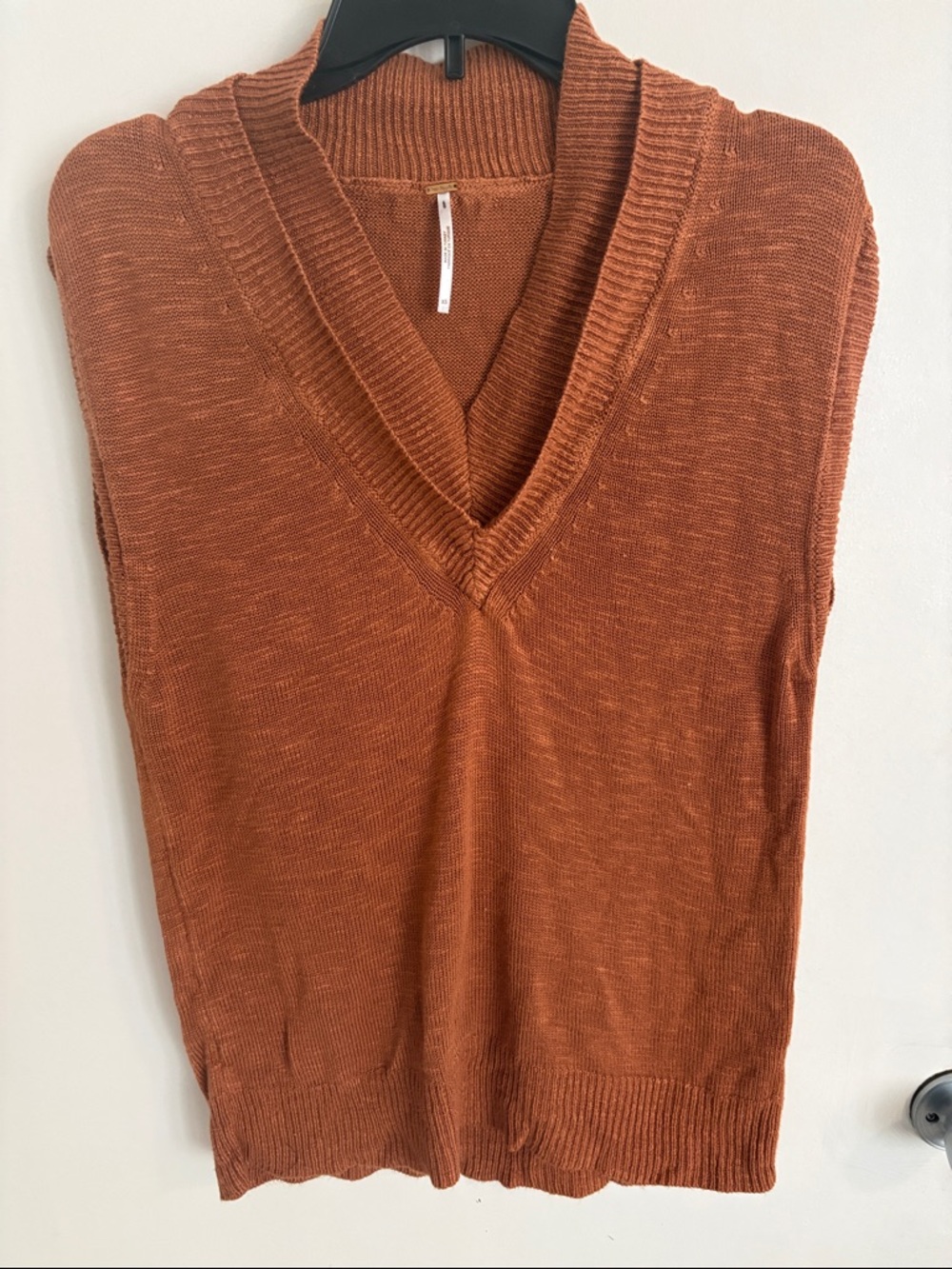 Free People Rust Orange V-Neck Sleeveless Sweater Vest